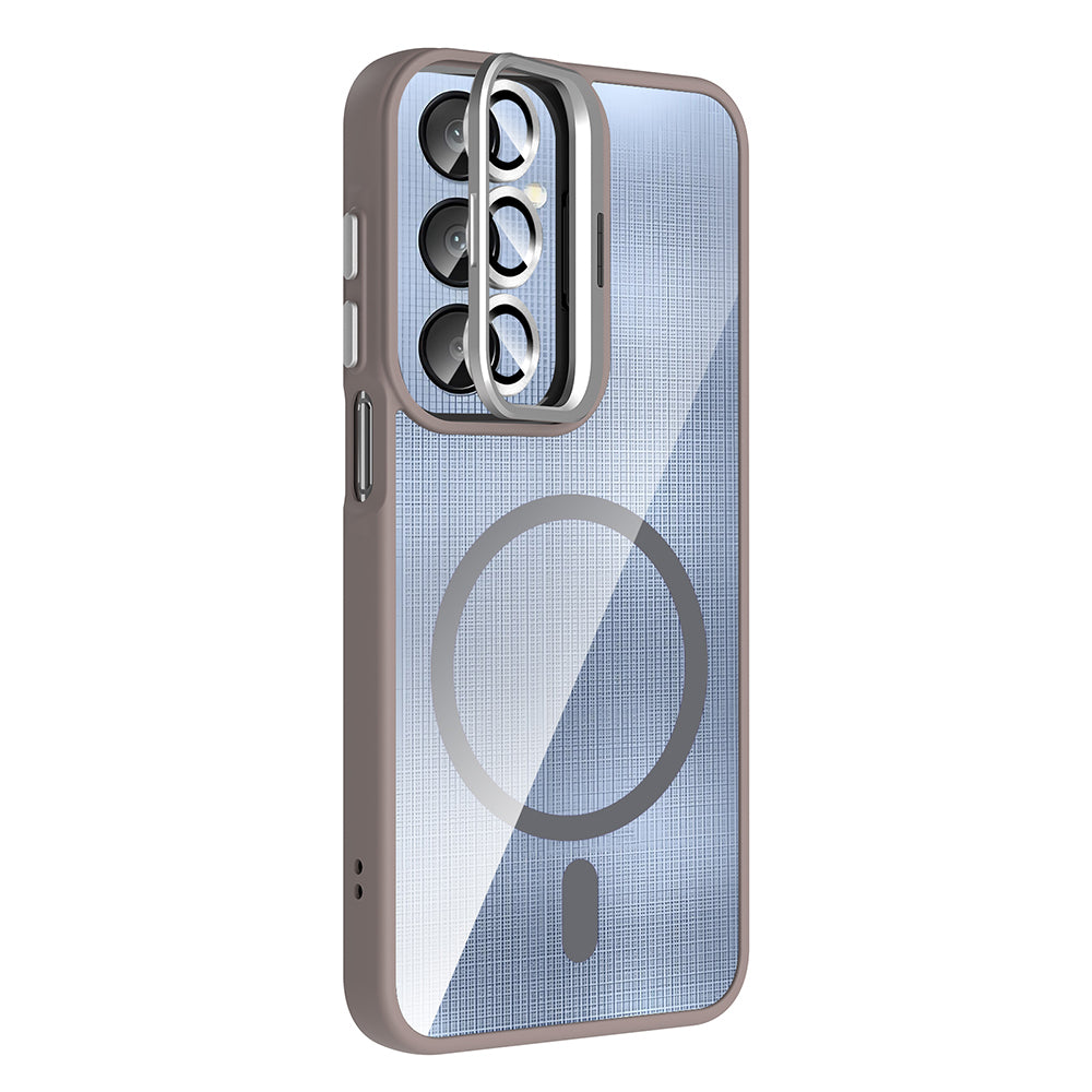 Galaxy A56 Kılıf Standlı ve Kamera Lens Hediyeli Zore Etro Kapak Gri