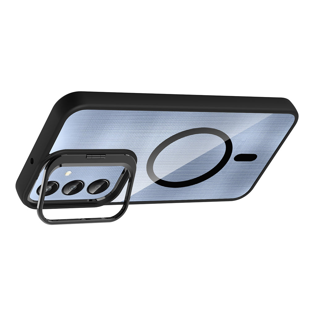 Galaxy A56 Kılıf Standlı ve Kamera Lens Hediyeli Zore Etro Kapak Gri