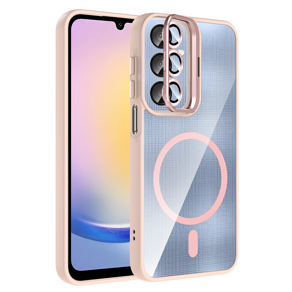 Galaxy A56 Kılıf Standlı ve Kamera Lens Hediyeli Zore Etro Kapak Pembe