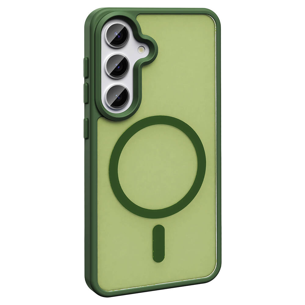 Galaxy S23 FE Kılıf Magsafe Şarj Özellikli Mat Arka Yüzey Zore Sio Kapak Koyu Yeşil
