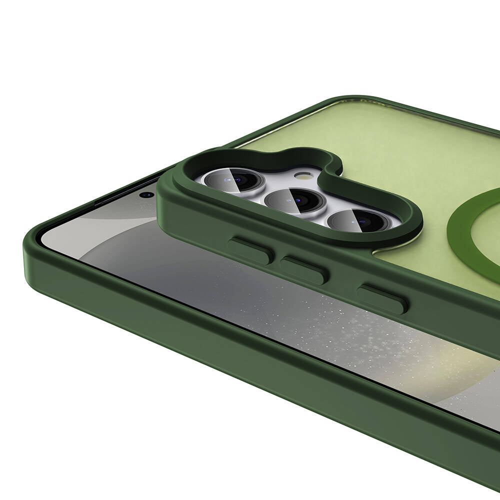 Galaxy S23 FE Kılıf Magsafe Şarj Özellikli Mat Arka Yüzey Zore Sio Kapak Koyu Yeşil