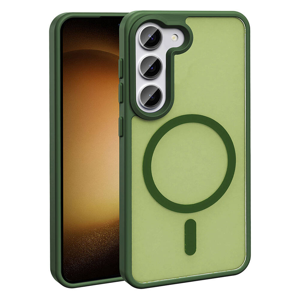 Galaxy S23 Kılıf Magsafe Şarj Özellikli Mat Arka Yüzey Zore Sio Kapak Gri