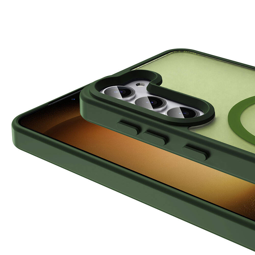 Galaxy S23 Kılıf Magsafe Şarj Özellikli Mat Arka Yüzey Zore Sio Kapak Koyu Yeşil