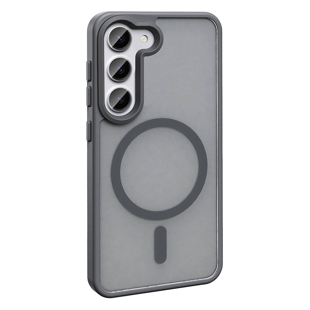 Galaxy S23 Kılıf Magsafe Şarj Özellikli Mat Arka Yüzey Zore Sio Kapak Gri