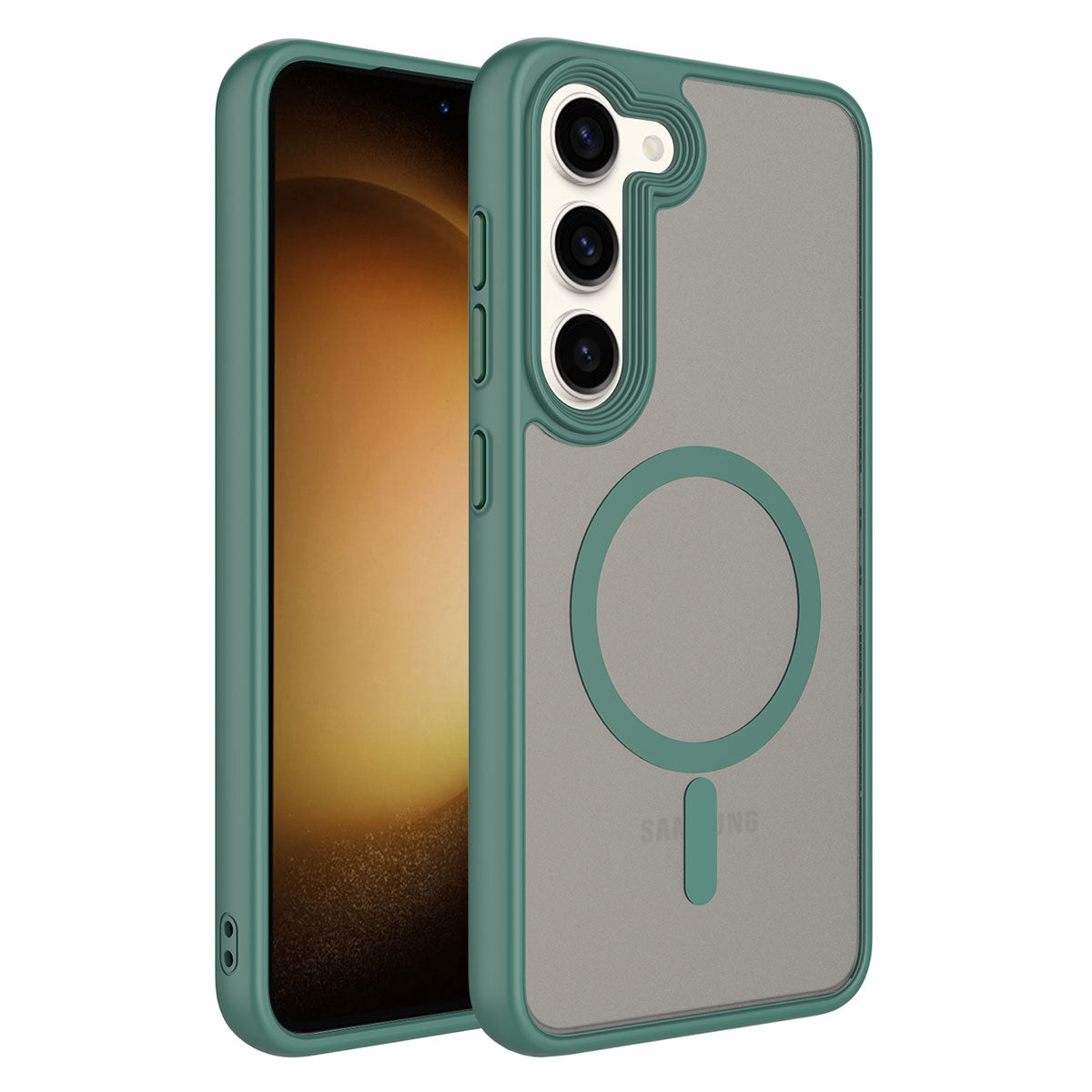 Galaxy S23 Plus Kılıf Mat Arka Yüzey Wireless Şarj Özellikli Zore Flet Magsafe Kapak Yeşil