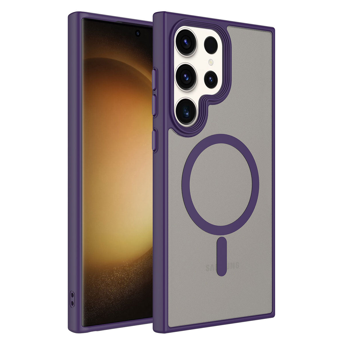 Galaxy S23 Ultra Kılıf Mat Arka Yüzey Wireless Şarj Özellikli Zore Flet Magsafe Kapak Siyah