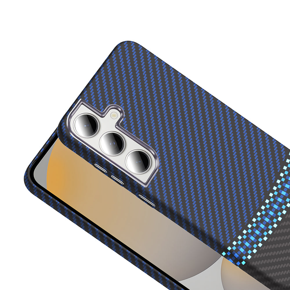 Galaxy S24 FE Kılıf M-safe Şarj Özellikli Karbon Fiber Görünümlü Zore Gros Kapak Gold-Siyah