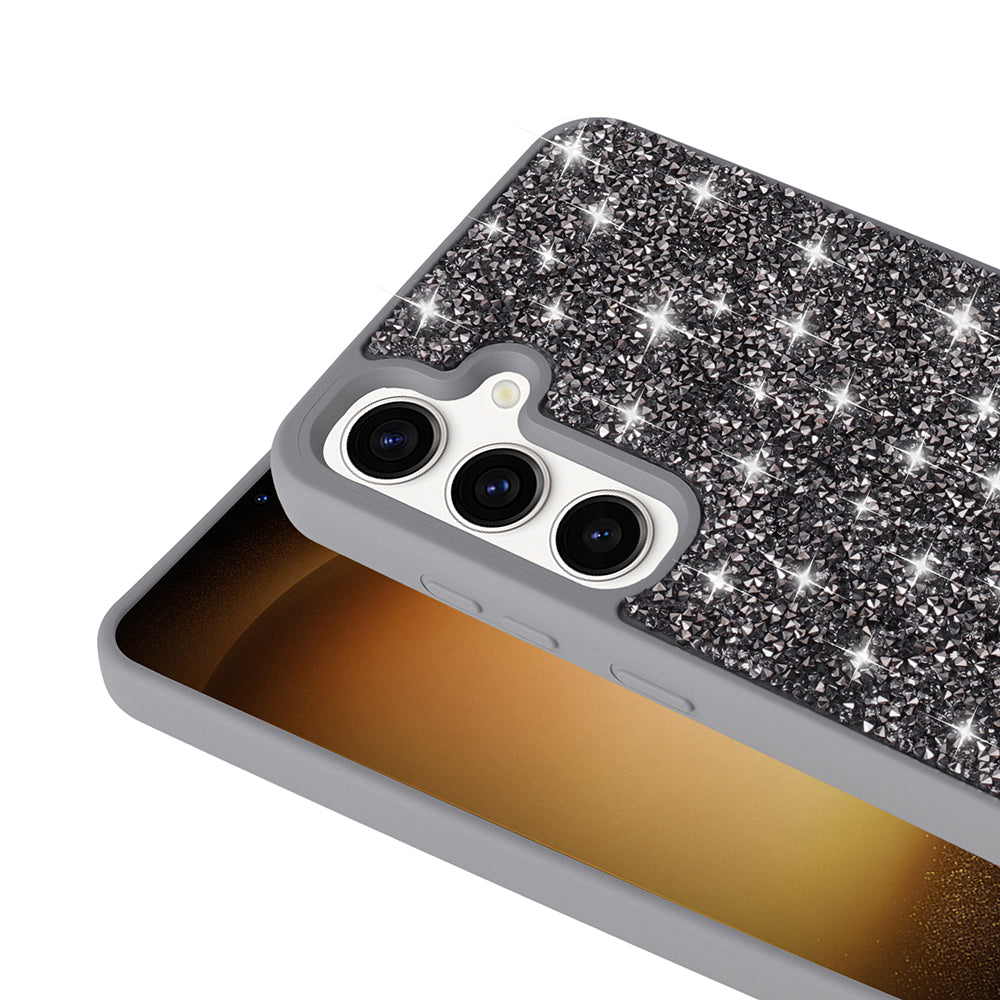 Galaxy S24 FE Kılıf Parlak Taşlı Tasarım Zore Pırlanta Kapak Beyaz