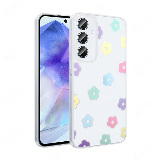 Galaxy S24 FE Kılıf Şeffaf Figürlü Zore Folk Sert Kapak Papatya