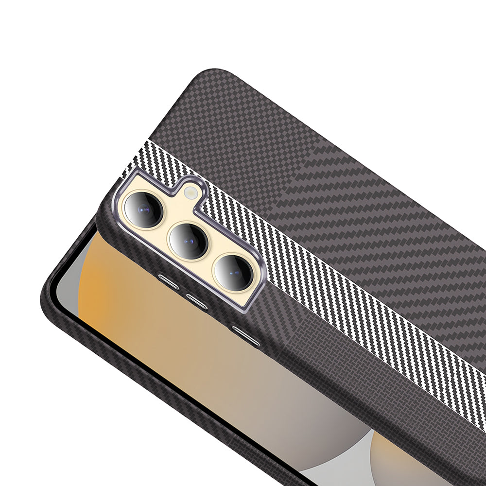 Galaxy S24 Kılıf M-safe Şarj Özellikli Karbon Fiber Görünümlü Zore Gros Kapak Siyah-Lacivert