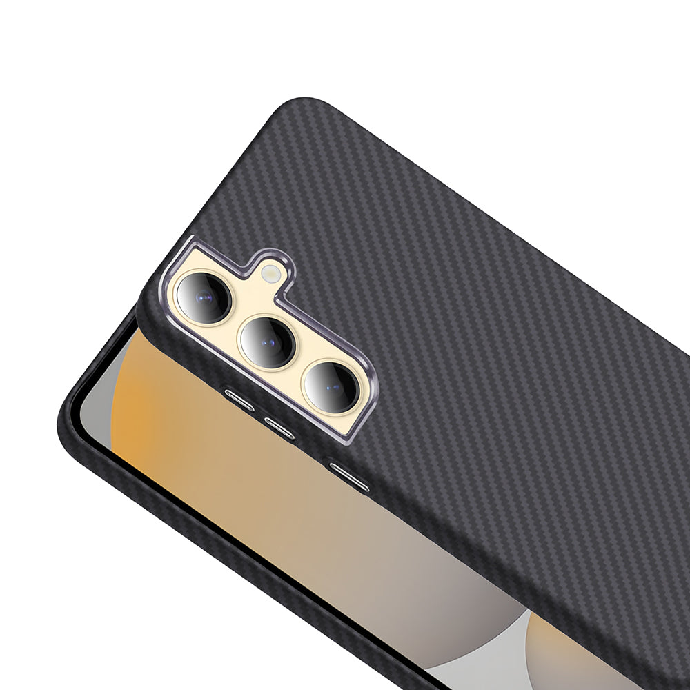 Galaxy S24 Kılıf M-safe Şarj Özellikli Karbon Fiber Görünümlü Zore Gros Kapak Gri-Siyah