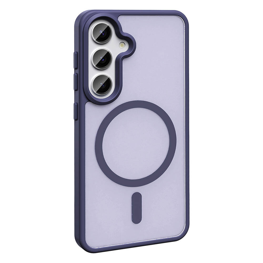 Galaxy S24 Kılıf Magsafe Şarj Özellikli Mat Arka Yüzey Zore Sio Kapak Koyu Mor