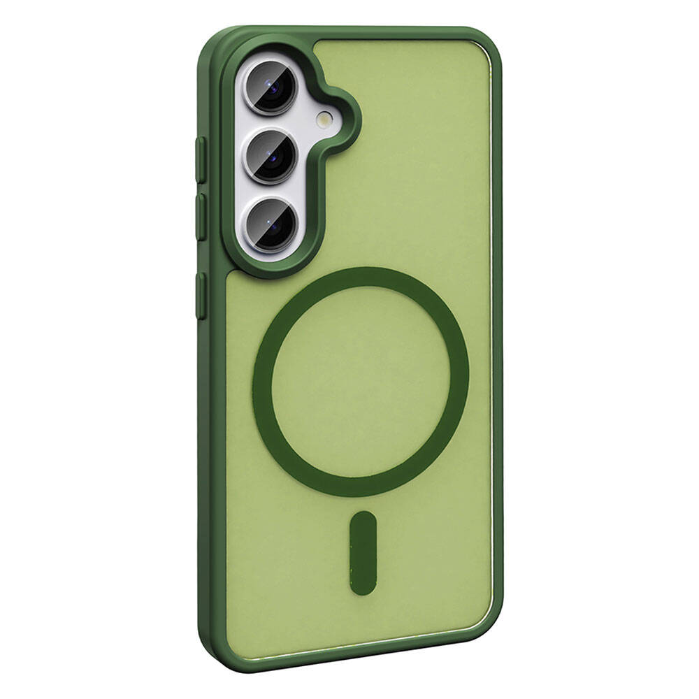 Galaxy S24 Kılıf Magsafe Şarj Özellikli Mat Arka Yüzey Zore Sio Kapak Koyu Yeşil