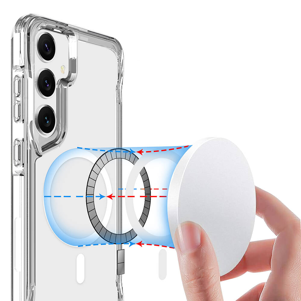 Galaxy S24 Kılıf Zore Magsafe Şarj Özellikli T-Max Magsafe Kapak Renksiz