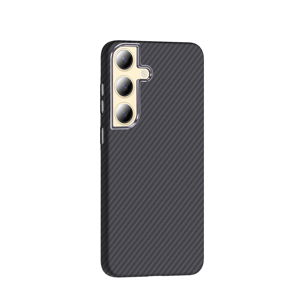 Galaxy S24 Plus Kılıf M-safe Şarj Özellikli Karbon Fiber Görünümlü Zore Gros Kapak Desert Titanyum