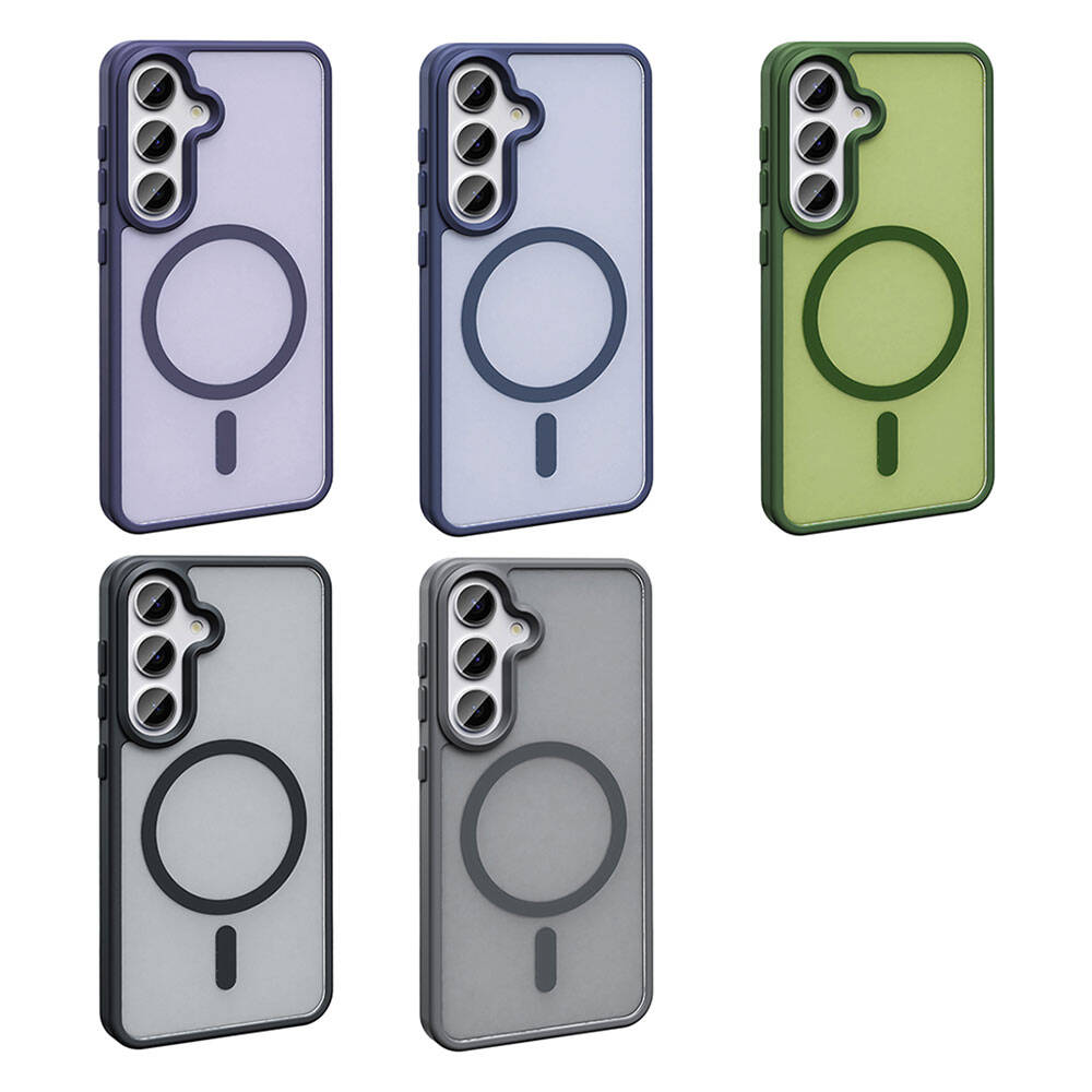 Galaxy S24 Plus Kılıf Magsafe Şarj Özellikli Mat Arka Yüzey Zore Sio Kapak Koyu Mor