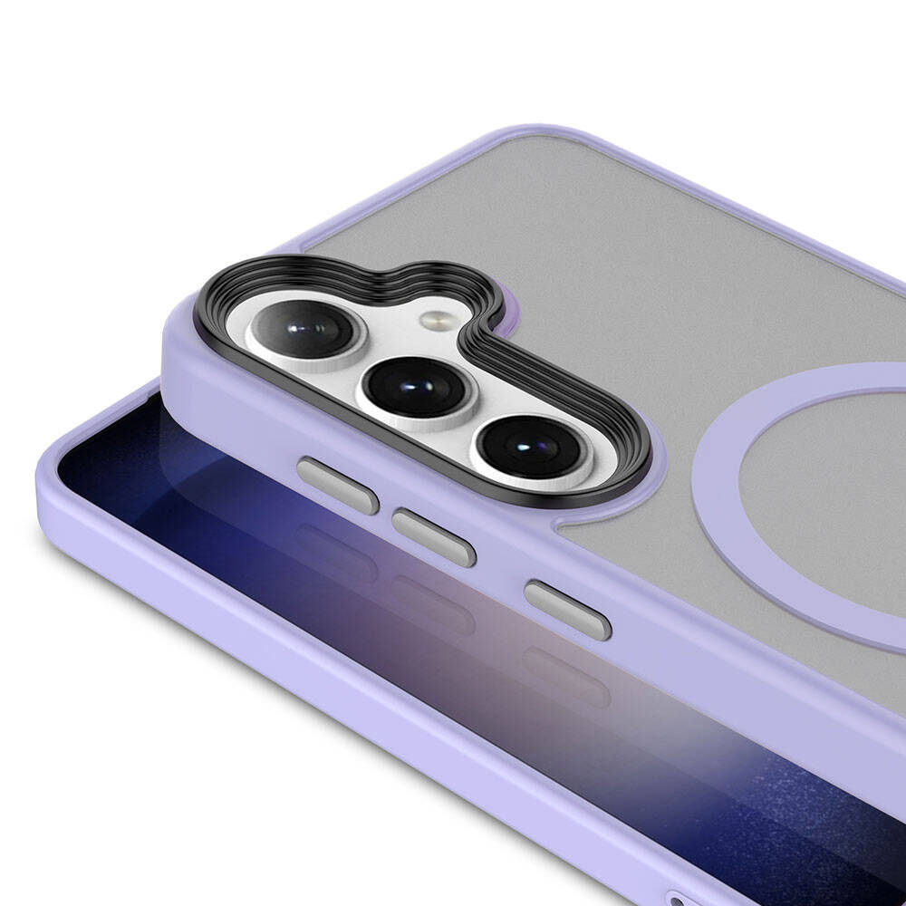 Galaxy S24 Plus Kılıf Sert PC Arka Yüzey Wireless Şarj Özellikli Zore Flet Magsafe Kapak Lila