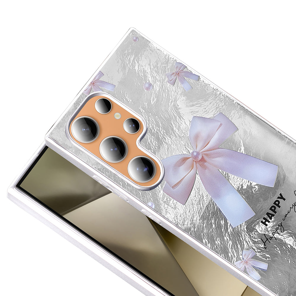 Galaxy S24 Ultra Kılıf Desenli Zore Mep Kapak İncili Fiyonk