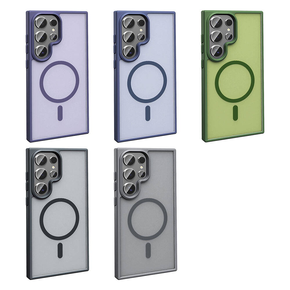 Galaxy S24 Ultra Kılıf Magsafe Şarj Özellikli Mat Arka Yüzey Zore Sio Kapak Koyu Mor