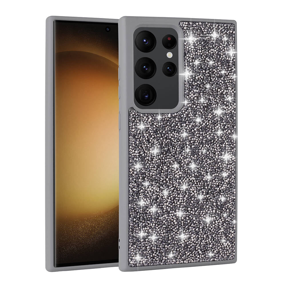 Galaxy S24 Ultra Kılıf Parlak Taşlı Tasarım Zore Pırlanta Kapak Lila