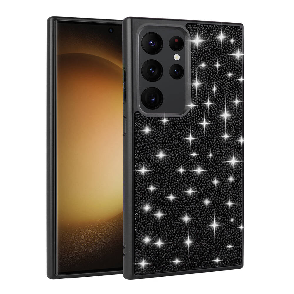 Galaxy S24 Ultra Kılıf Parlak Taşlı Tasarım Zore Pırlanta Kapak Pembe