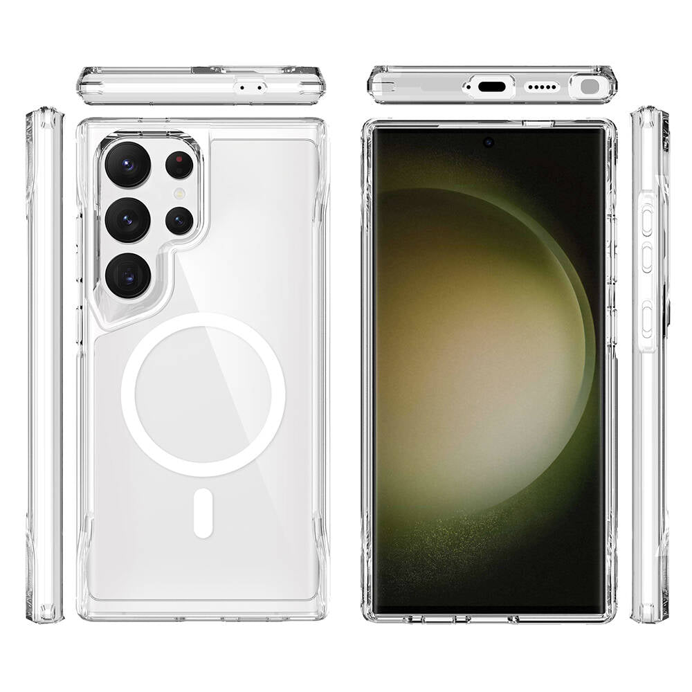 Galaxy S24 Ultra Kılıf Zore Magsafe Şarj Özellikli T-Max Magsafe Kapak Renksiz