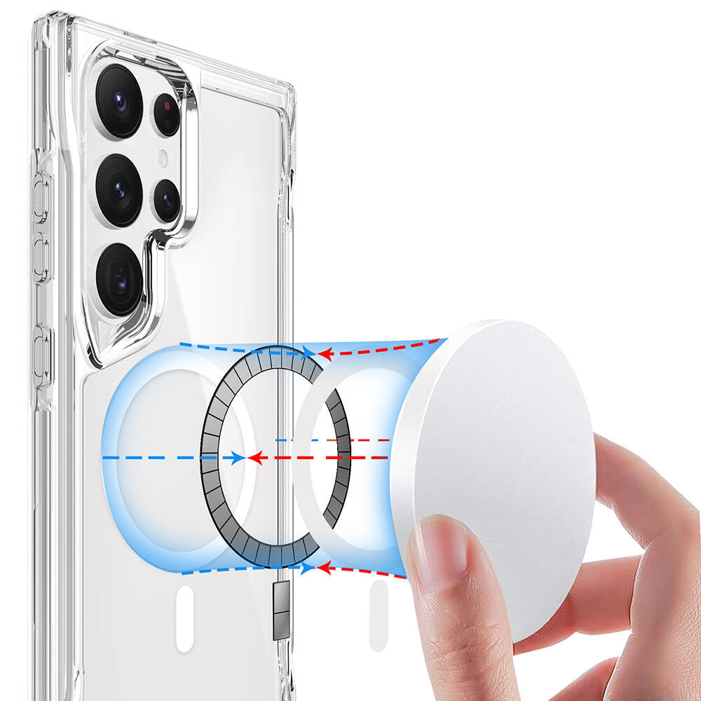 Galaxy S24 Ultra Kılıf Zore Magsafe Şarj Özellikli T-Max Magsafe Kapak Renksiz