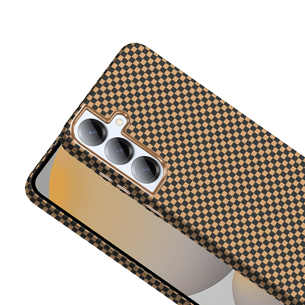 Galaxy S25 Kılıf M-safe Şarj Özellikli Karbon Fiber Görünümlü Zore Gros Kapak Gri-Siyah