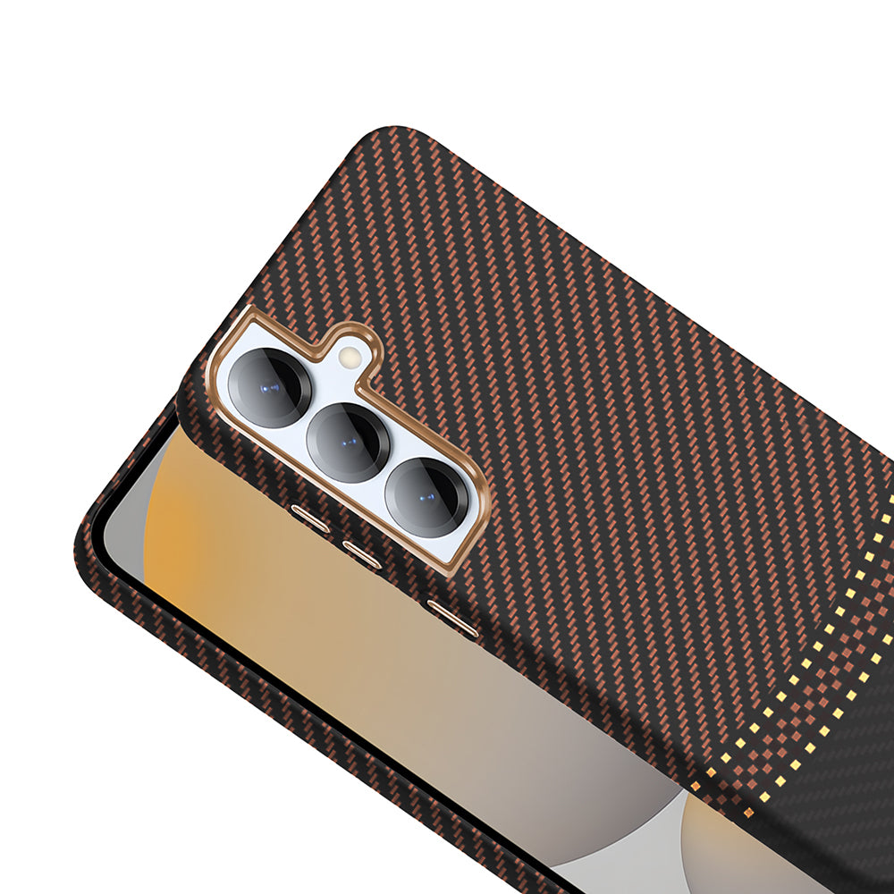 Galaxy S25 Kılıf M-safe Şarj Özellikli Karbon Fiber Görünümlü Zore Gros Kapak Siyah