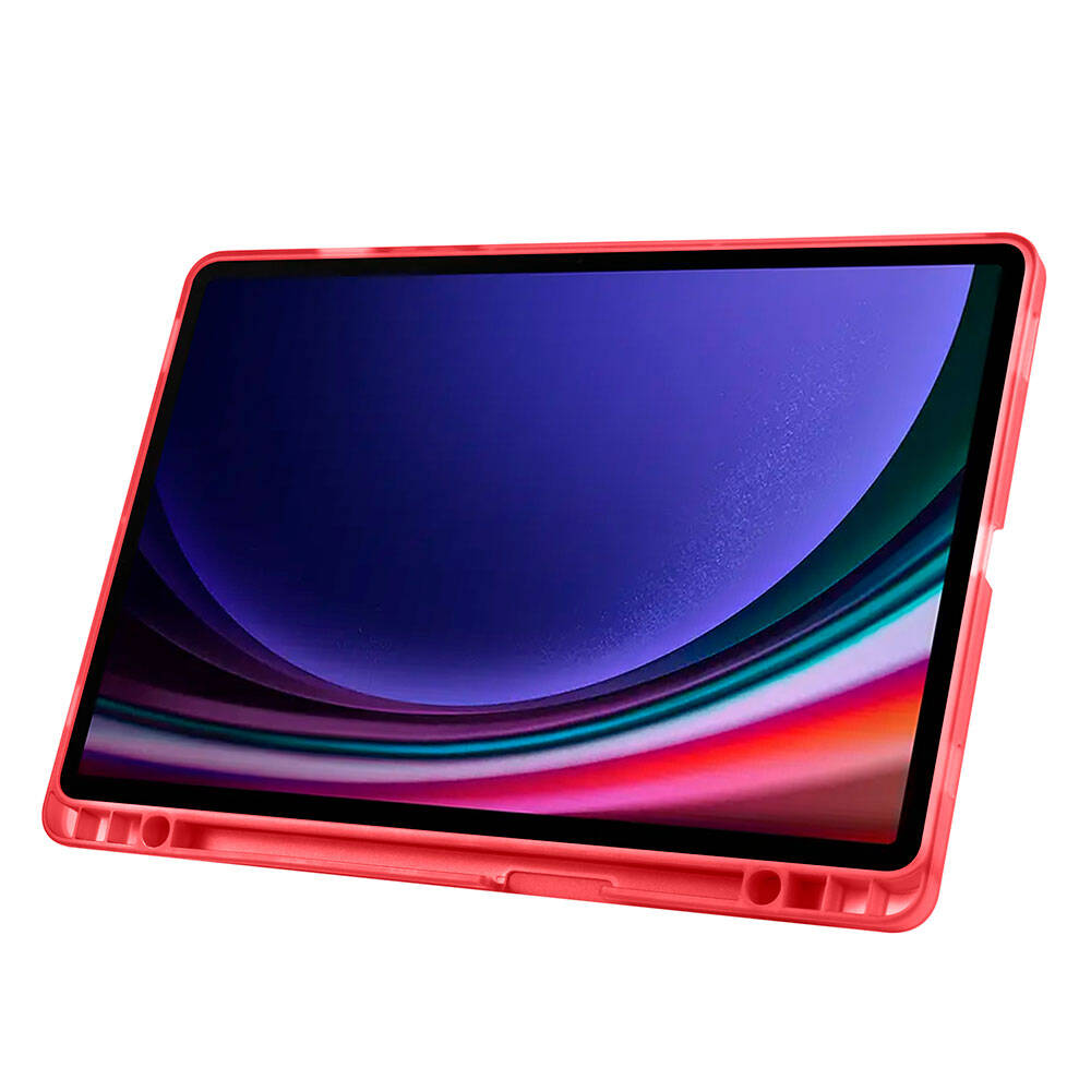 Galaxy Tab S10 FE Kılıf Zore Tri Folding Kalem Bölmeli Standlı Kılıf Lacivert