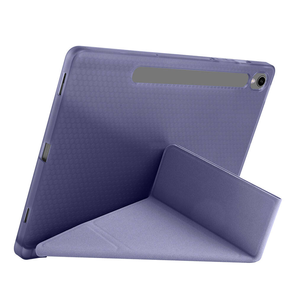 Galaxy Tab S10 FE Kılıf Zore Tri Folding Kalem Bölmeli Standlı Kılıf Lila