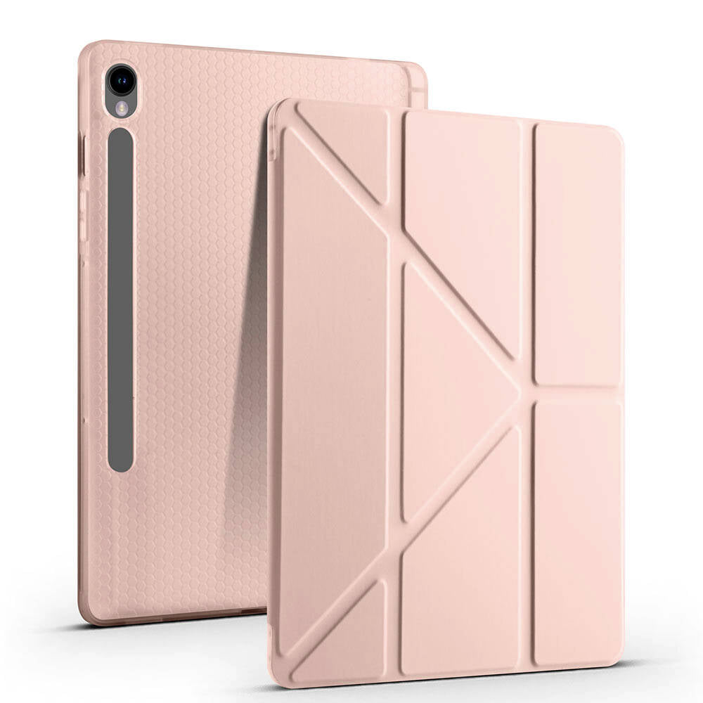 Galaxy Tab S10 FE Kılıf Zore Tri Folding Kalem Bölmeli Standlı Kılıf Lacivert