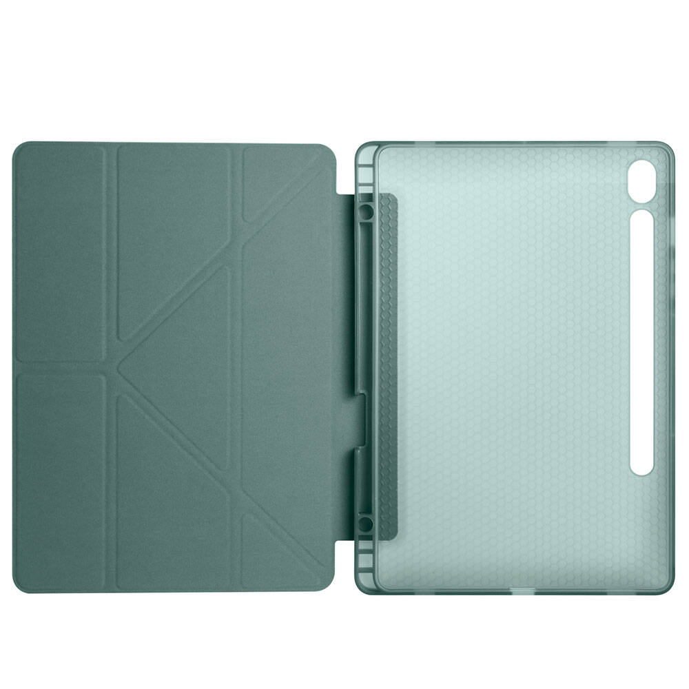 Galaxy Tab S10 Lite Kılıf Zore Tri Folding Kalem Bölmeli Standlı Kılıf Siyah