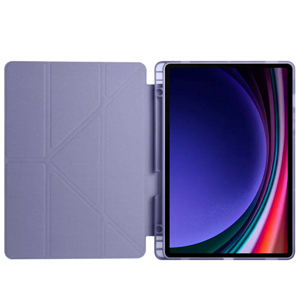 Galaxy Tab S10 Lite Kılıf Zore Tri Folding Kalem Bölmeli Standlı Kılıf Rose Gold