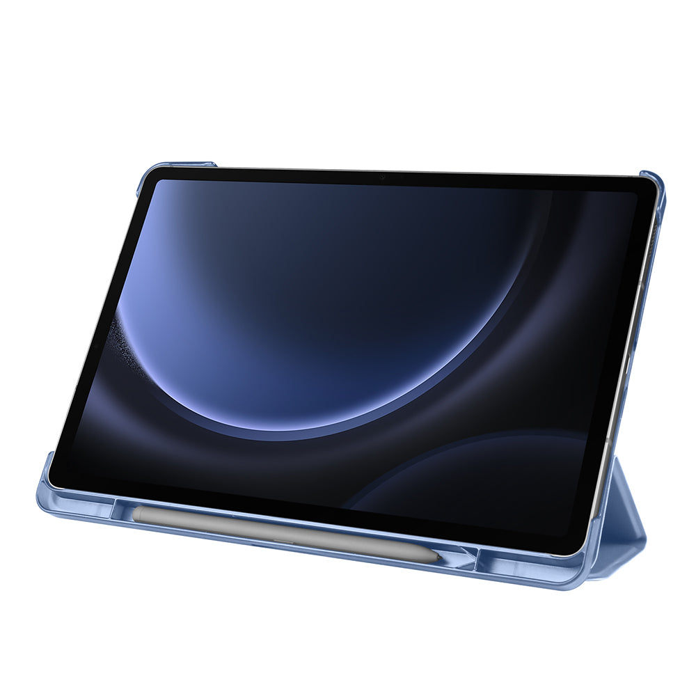 Galaxy Tab S9 FE Zore Smart Cover Kalem Bölmeli Standlı 1-1 Kılıf Petrol Mavi