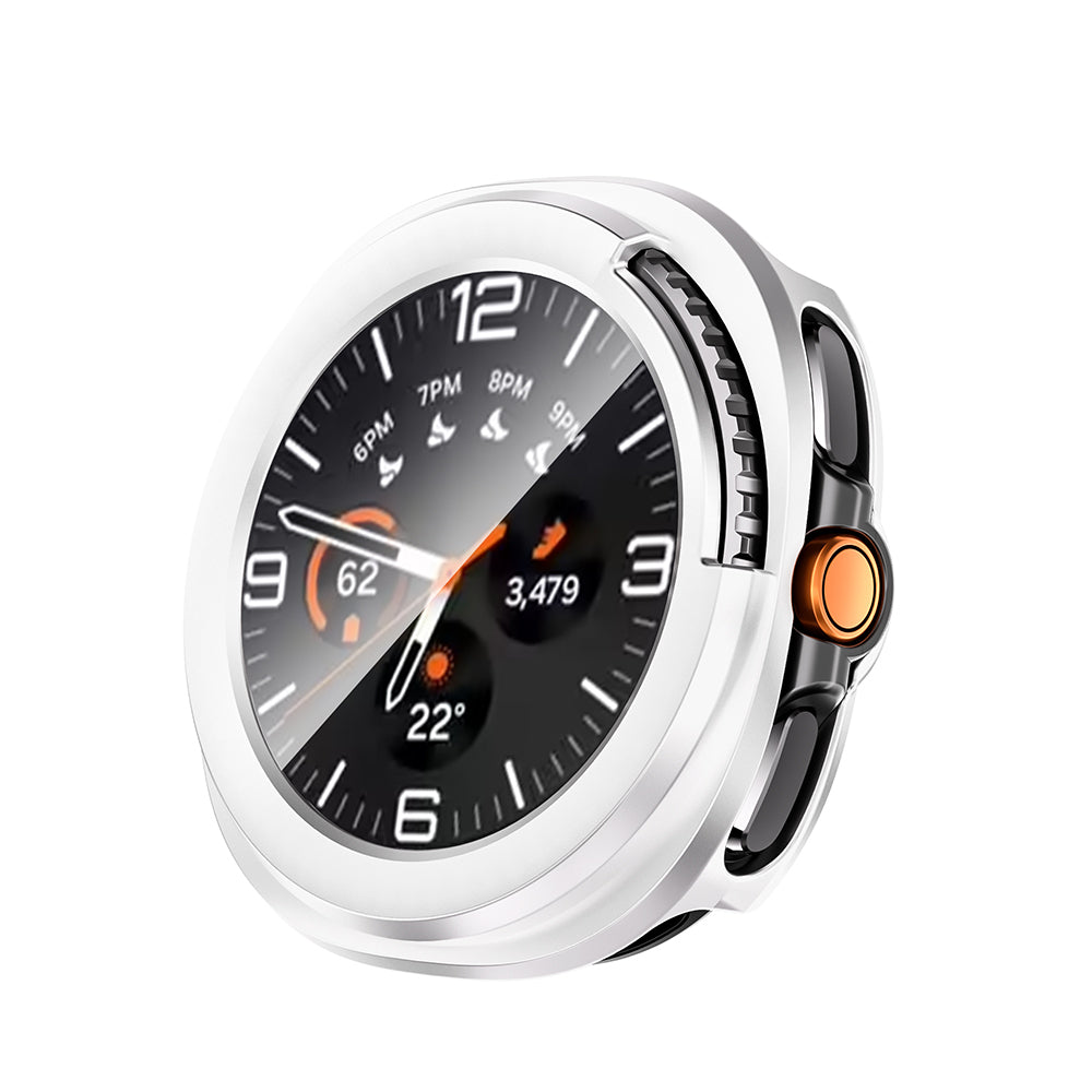 Galaxy Watch 8 Classic 46mm Sert PC Kasa ve Ekran Koruyucu Zore Watch Gard 39 Gümüş