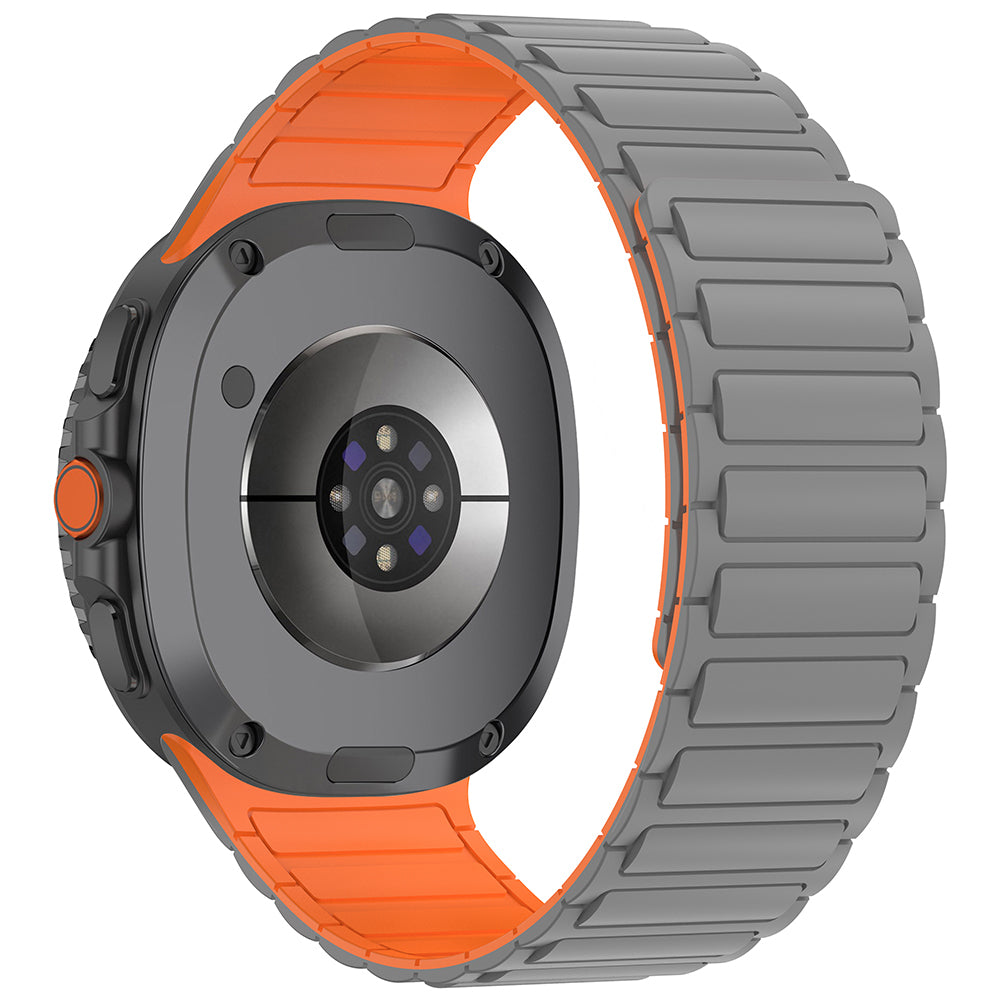 Galaxy Watch 8 Zore KRD-146 Silikon Kordon Strap Kayış Gri-Turuncu