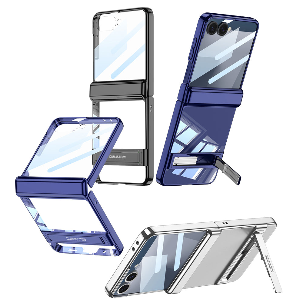 Galaxy Z Flip 7 Kılıf Kamera Korumalı Şeffaf Tasarımlı Zore Lego Standlı Kapak Lacivert