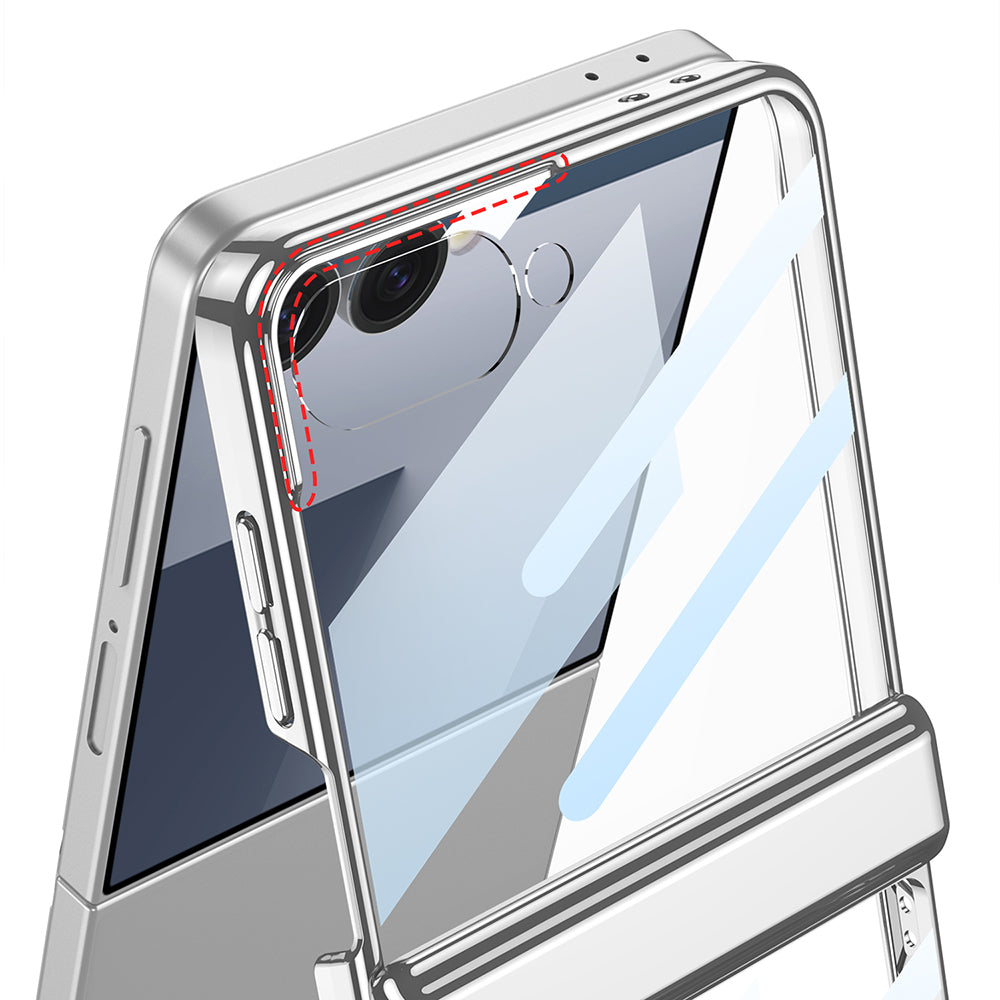 Galaxy Z Flip 7 Kılıf Kamera Korumalı Şeffaf Tasarımlı Zore Lego Standlı Kapak Lacivert