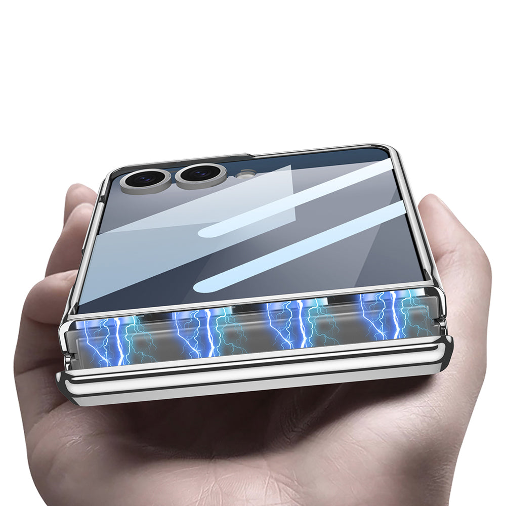 Galaxy Z Flip 7 Kılıf Kamera Korumalı Şeffaf Tasarımlı Zore Lego Standlı Kapak Lacivert