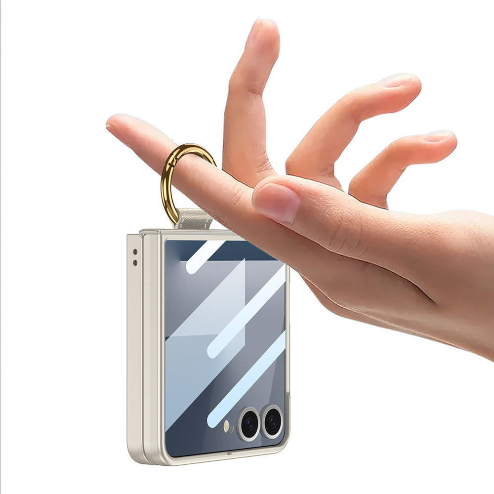 Galaxy Z Flip 7 Kılıf M-safe Şarj Özellikli Zore Kıpta Yüzüklü Flip Sert Kapak Lila