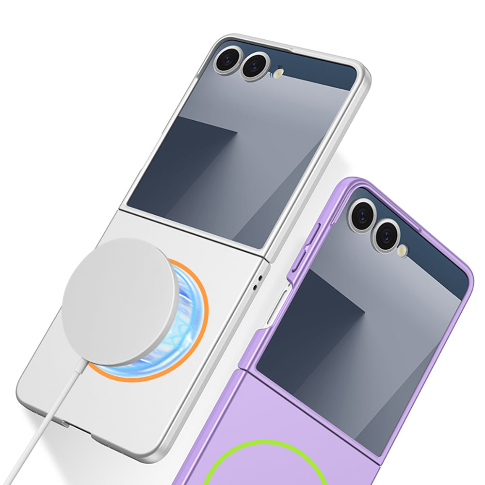 Galaxy Z Flip 7 Kılıf Wireless Şarj Özellikli Zore Kıpta M-safe Kapak Rose Gold