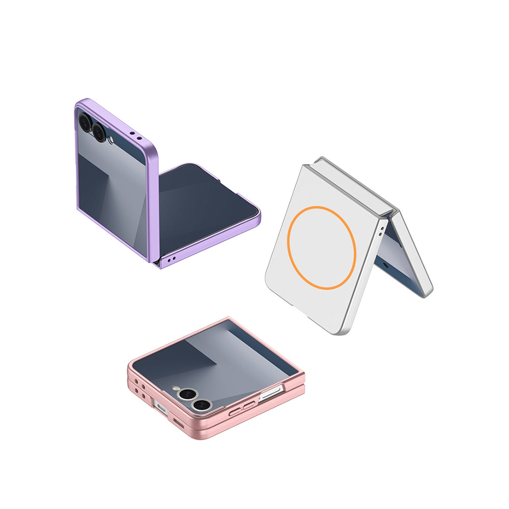 Galaxy Z Flip 7 Kılıf Wireless Şarj Özellikli Zore Kıpta M-safe Kapak Gümüş