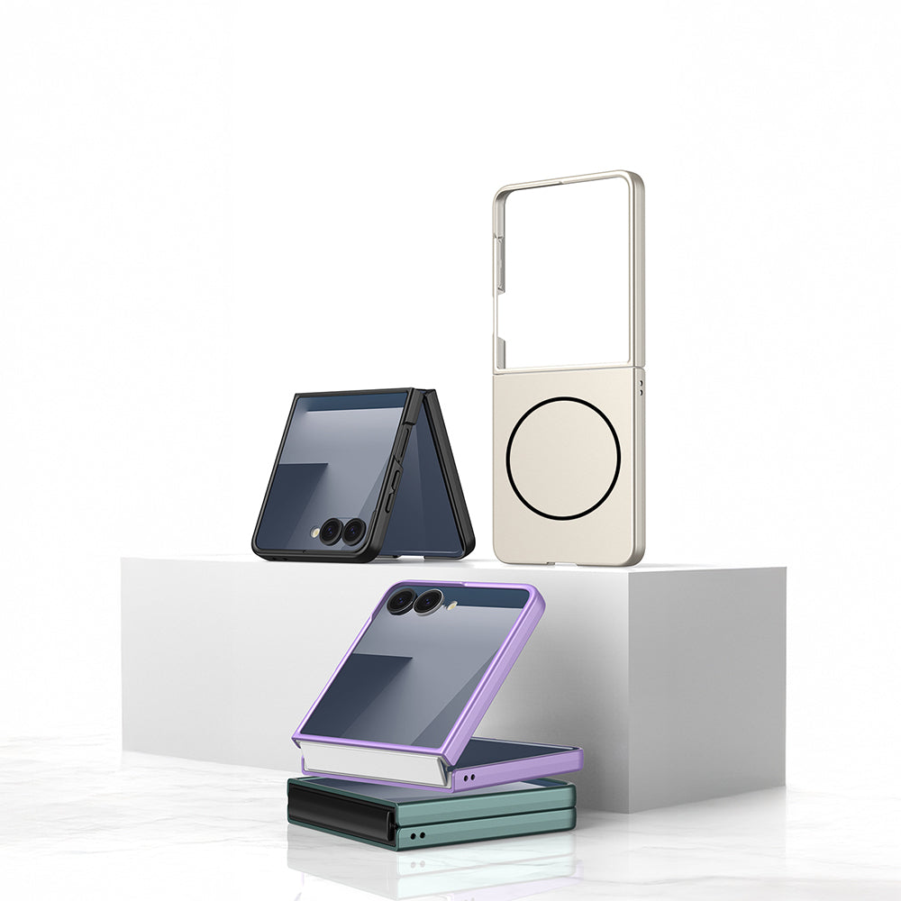 Galaxy Z Flip 7 Kılıf Wireless Şarj Özellikli Zore Kıpta M-safe Kapak Lacivert