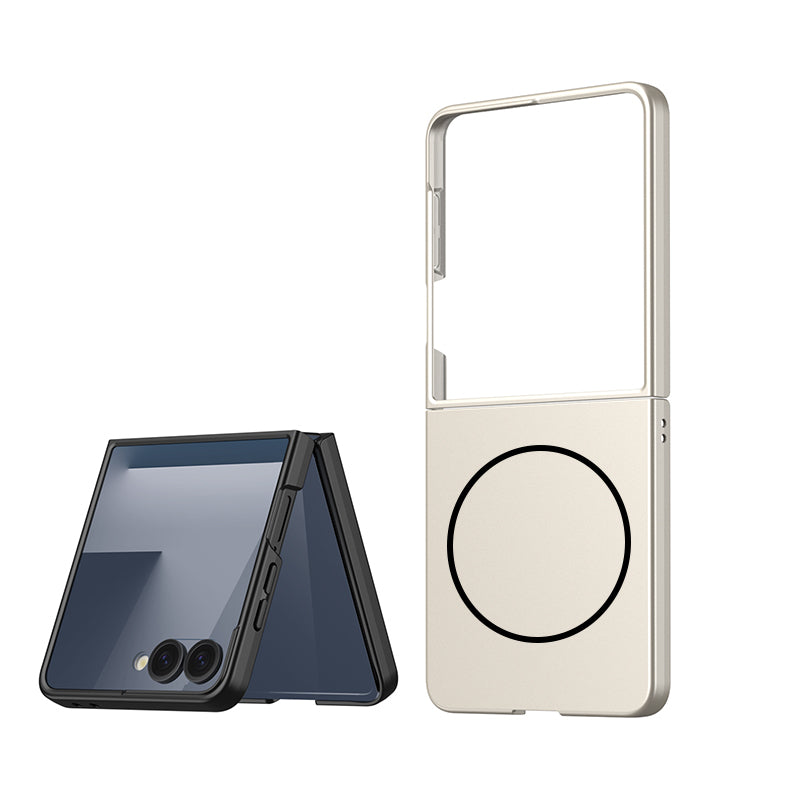 Galaxy Z Flip 7 Kılıf Wireless Şarj Özellikli Zore Kıpta M-safe Kapak Gümüş