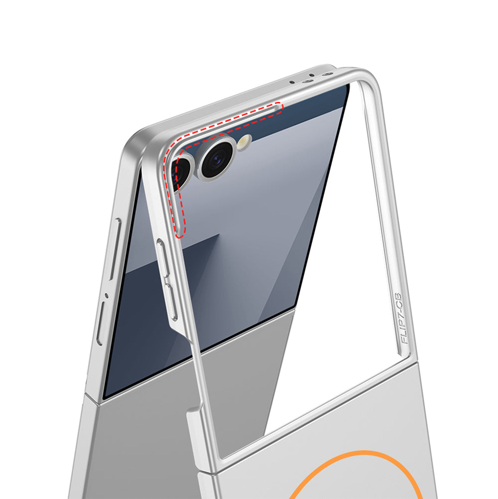 Galaxy Z Flip 7 Kılıf Wireless Şarj Özellikli Zore Kıpta M-safe Kapak Rose Gold