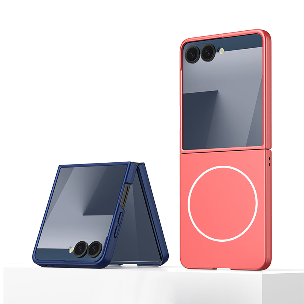 Galaxy Z Flip 7 Kılıf Wireless Şarj Özellikli Zore Kıpta M-safe Kapak Rose Gold