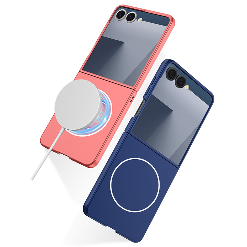 Galaxy Z Flip 7 Kılıf Wireless Şarj Özellikli Zore Kıpta M-safe Kapak Gümüş