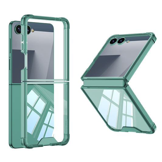 Galaxy Z Flip 7 Kılıf Zore Full Camlı Kıpta Kapak Yeşil