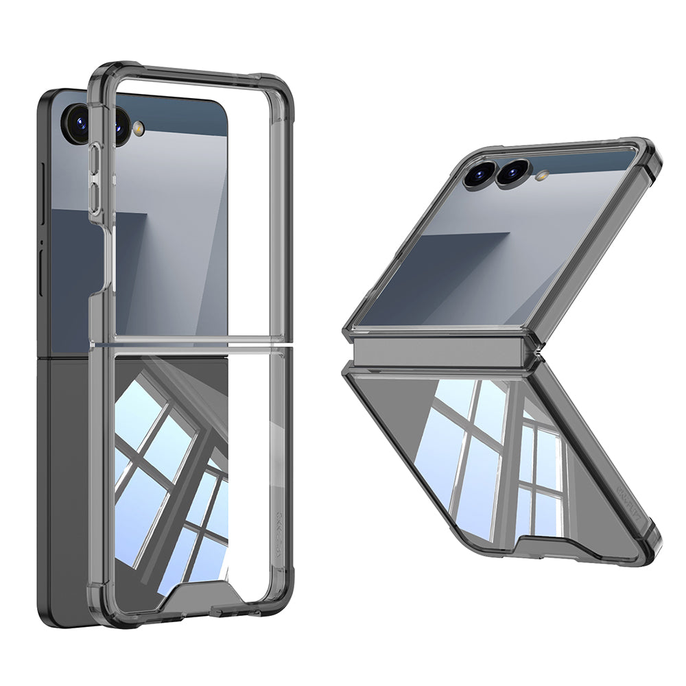 Galaxy Z Flip 7 Kılıf Zore Full Camlı Kıpta Kapak Siyah